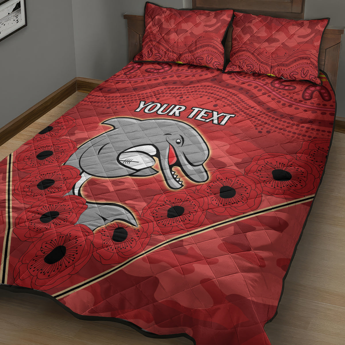 Custom Dolphins Rugby ANZAC Quilt Bed Set Aboriginal and Army Patterns