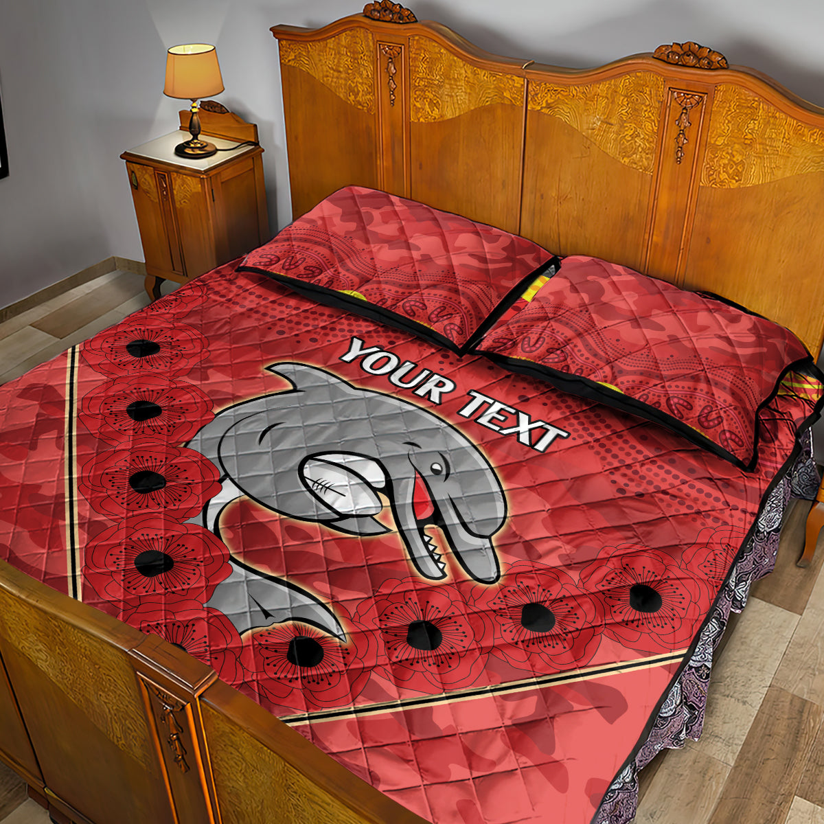 Custom Dolphins Rugby ANZAC Quilt Bed Set Aboriginal and Army Patterns