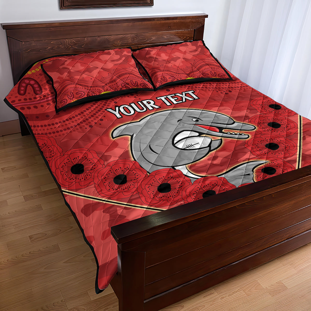 Custom Dolphins Rugby ANZAC Quilt Bed Set Aboriginal and Army Patterns