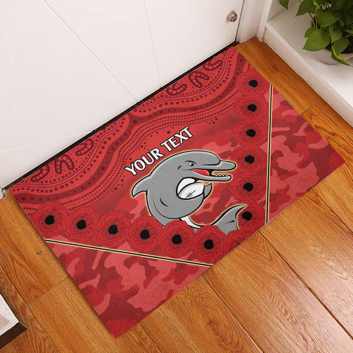 Custom Dolphins Rugby ANZAC Rubber Doormat Aboriginal and Army Patterns