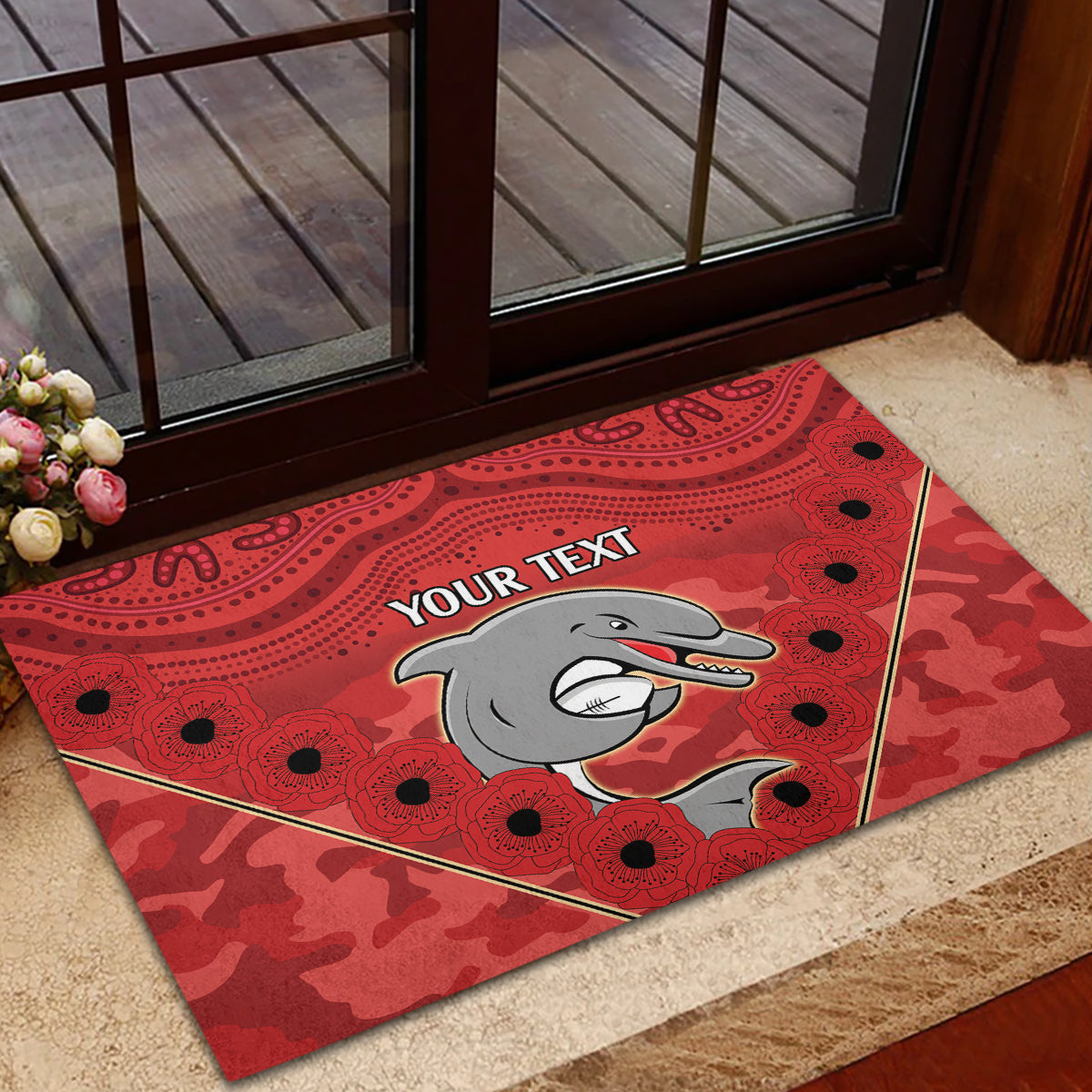 Custom Dolphins Rugby ANZAC Rubber Doormat Aboriginal and Army Patterns