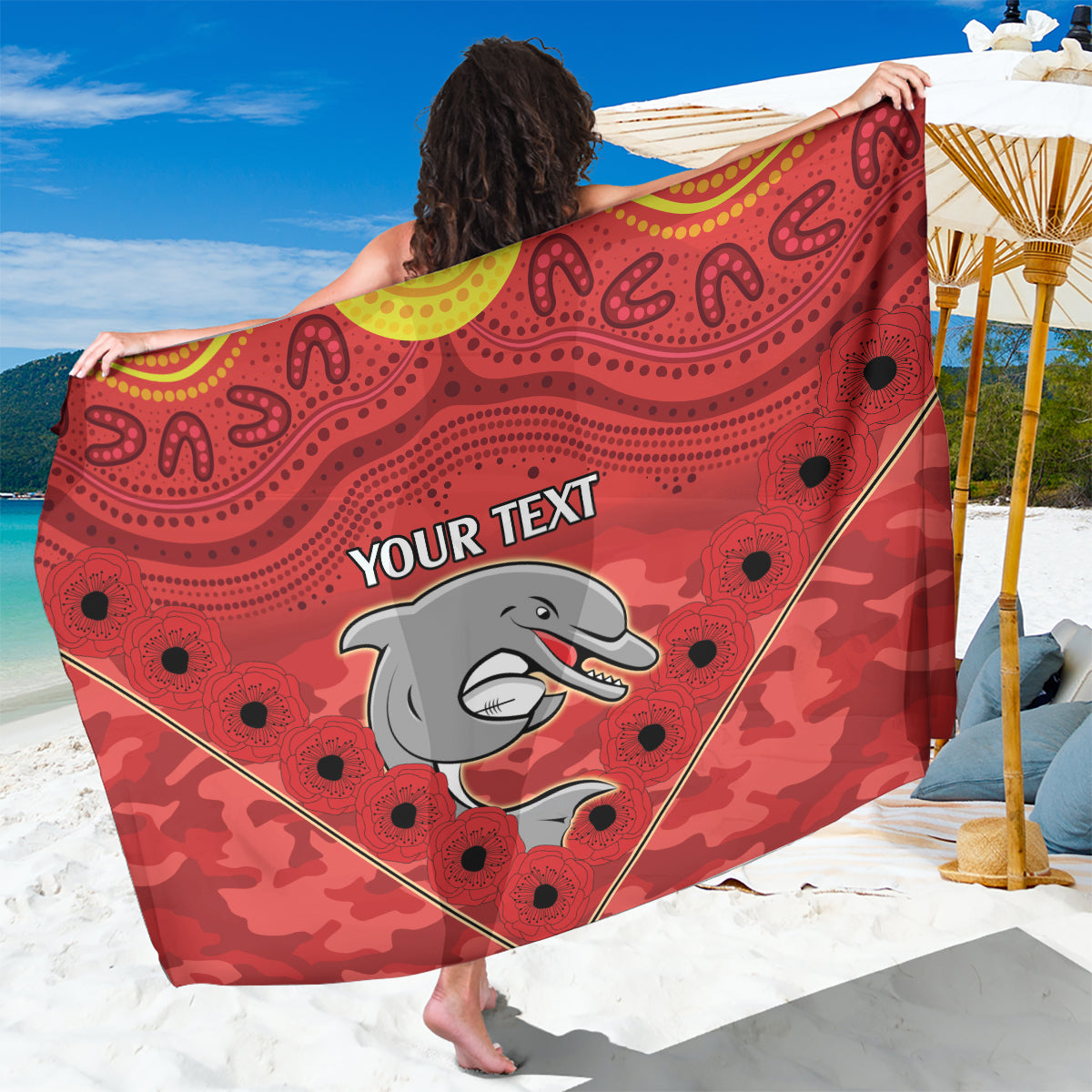 Custom Dolphins Rugby ANZAC Sarong Aboriginal and Army Patterns