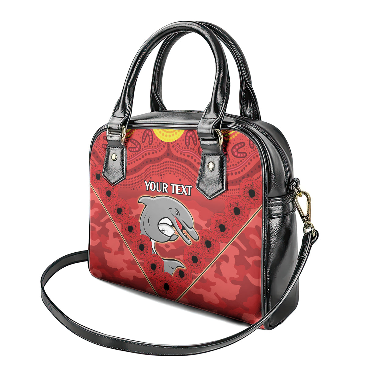 Custom Dolphins Rugby ANZAC Shoulder Handbag Aboriginal and Army Patterns