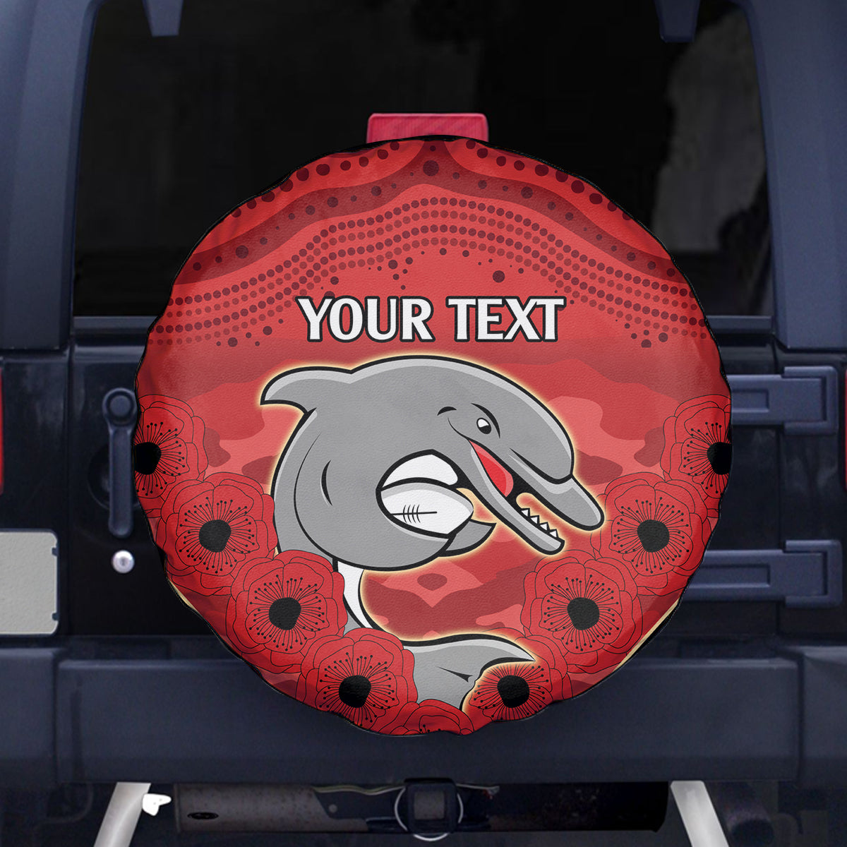 Custom Dolphins Rugby ANZAC Spare Tire Cover Aboriginal and Army Patterns