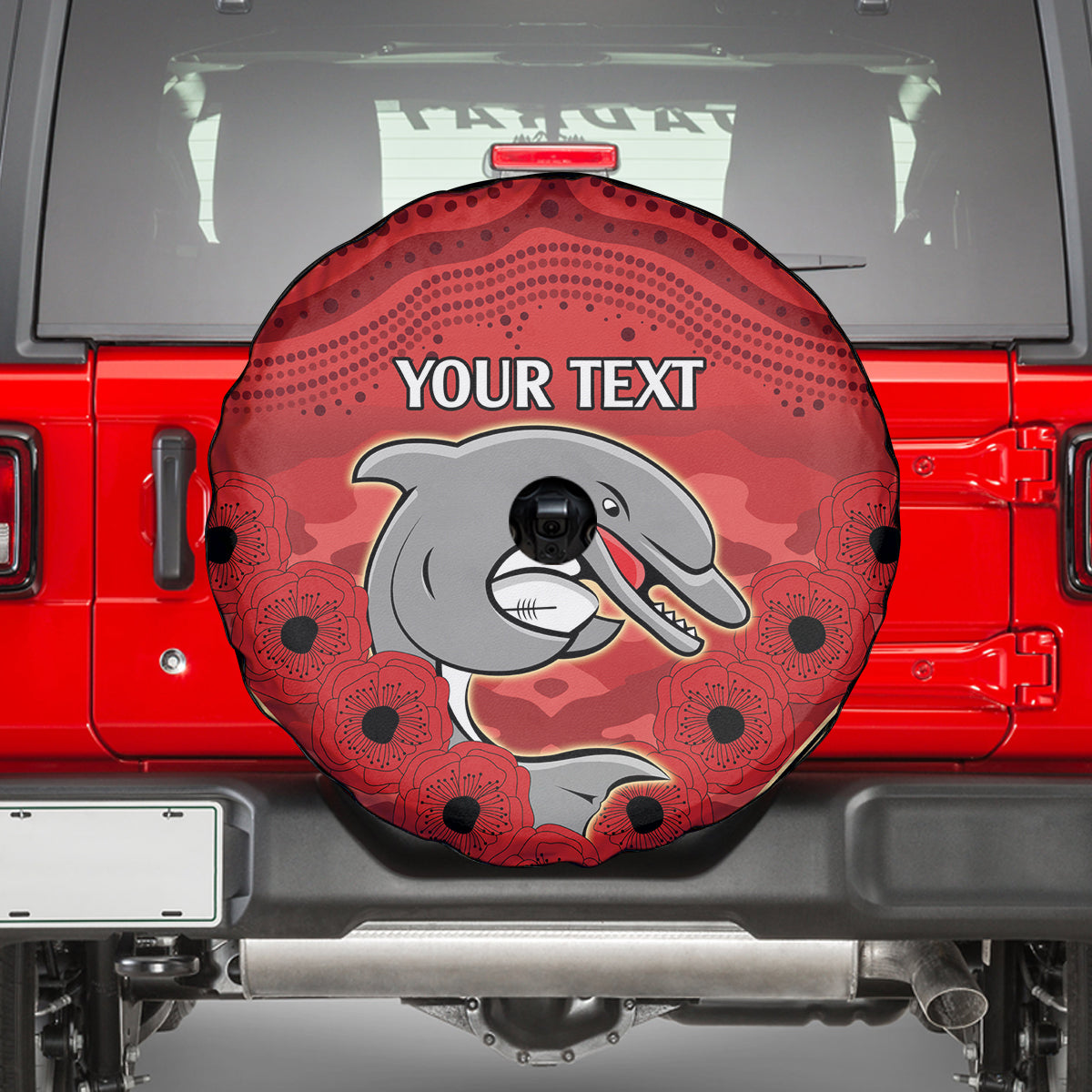 Custom Dolphins Rugby ANZAC Spare Tire Cover Aboriginal and Army Patterns