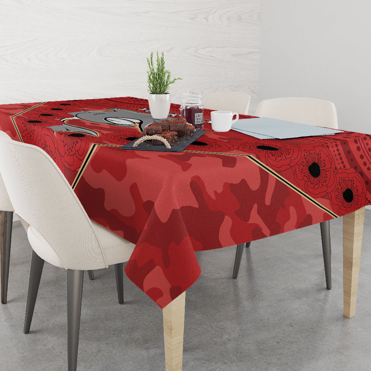 Custom Dolphins Rugby ANZAC Tablecloth Aboriginal and Army Patterns