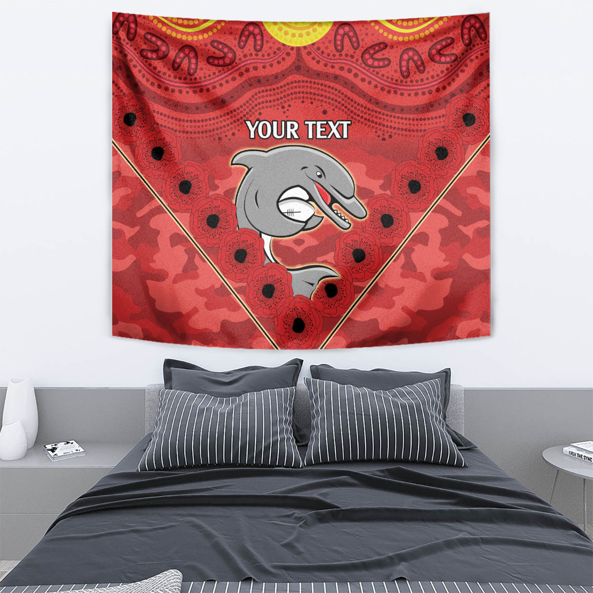 Custom Dolphins Rugby ANZAC Tapestry Aboriginal and Army Patterns