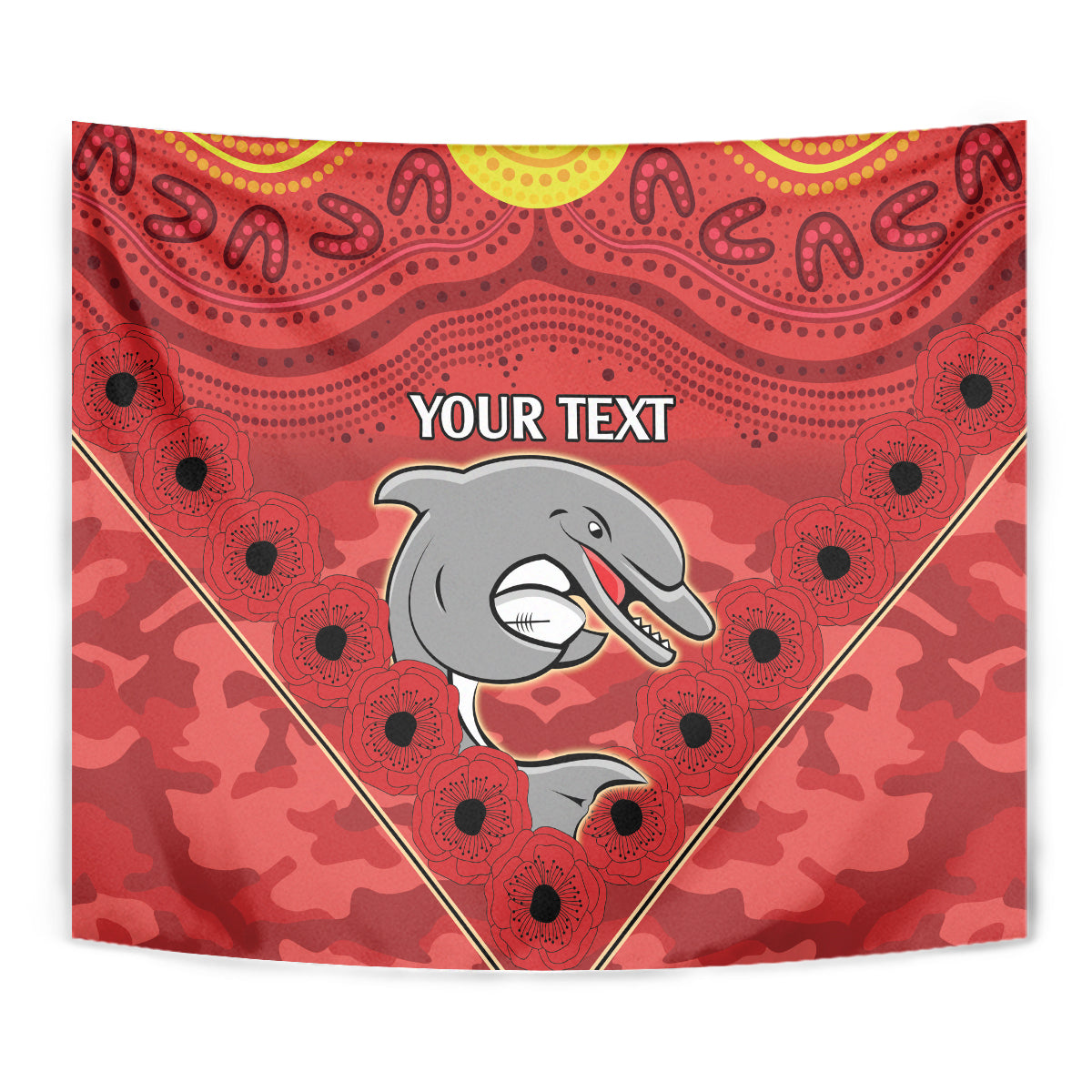 Custom Dolphins Rugby ANZAC Tapestry Aboriginal and Army Patterns