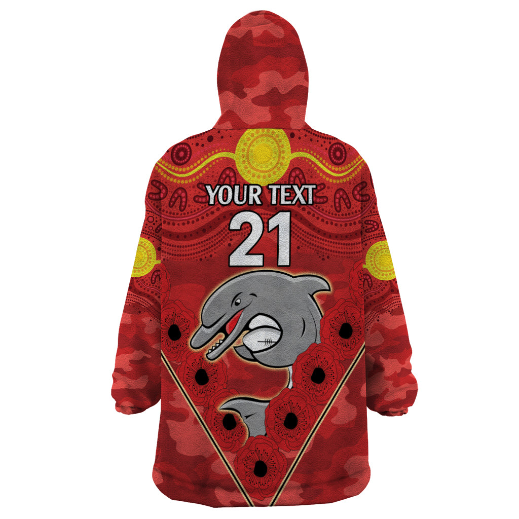 Custom Dolphins Rugby ANZAC Wearable Blanket Hoodie Aboriginal and Army Patterns