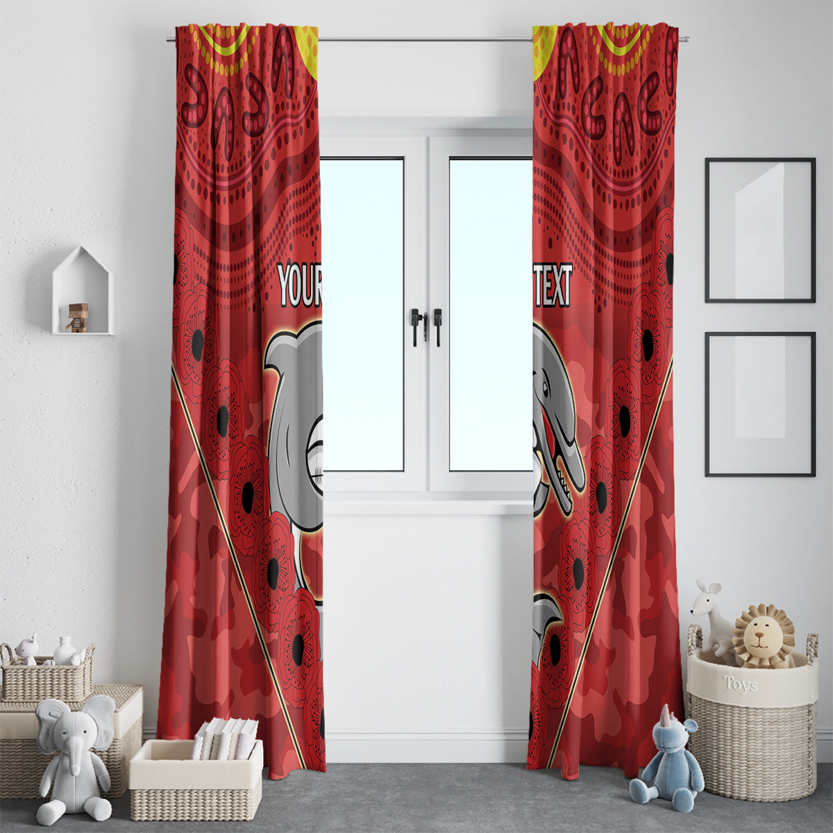 Custom Dolphins Rugby ANZAC Window Curtain Aboriginal and Army Patterns