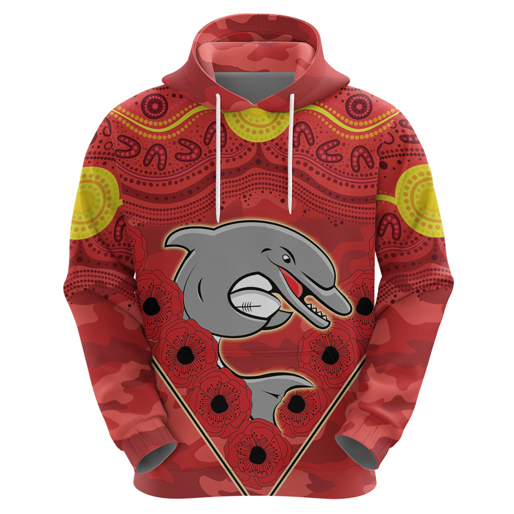 Custom Dolphins Rugby ANZAC Zip Hoodie Aboriginal and Army Patterns