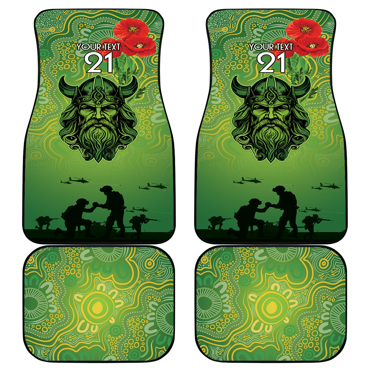 Custom Raiders Rugby ANZAC Car Mats Canberra The Military Soldiers