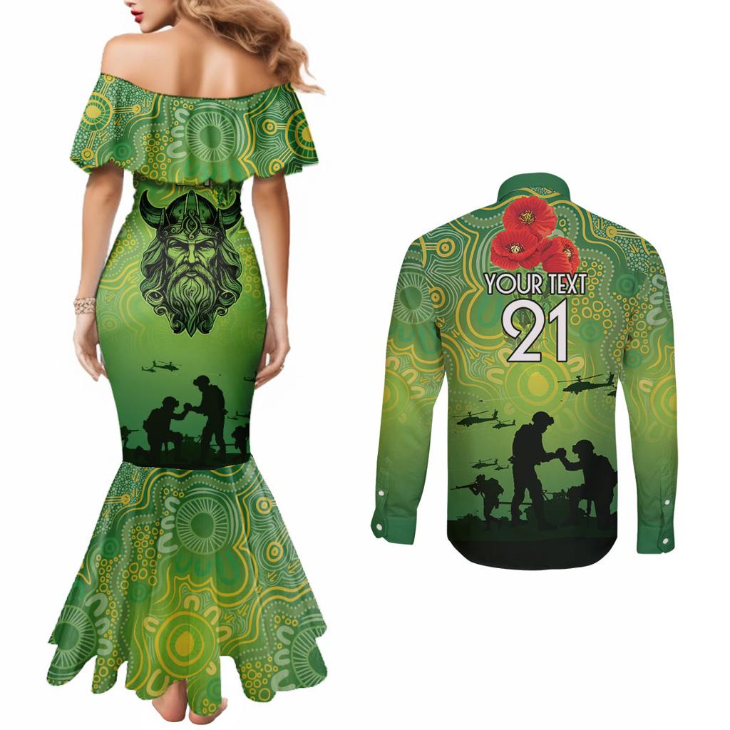 Custom Raiders Rugby ANZAC Couples Matching Mermaid Dress and Long Sleeve Button Shirt Canberra The Military Soldiers