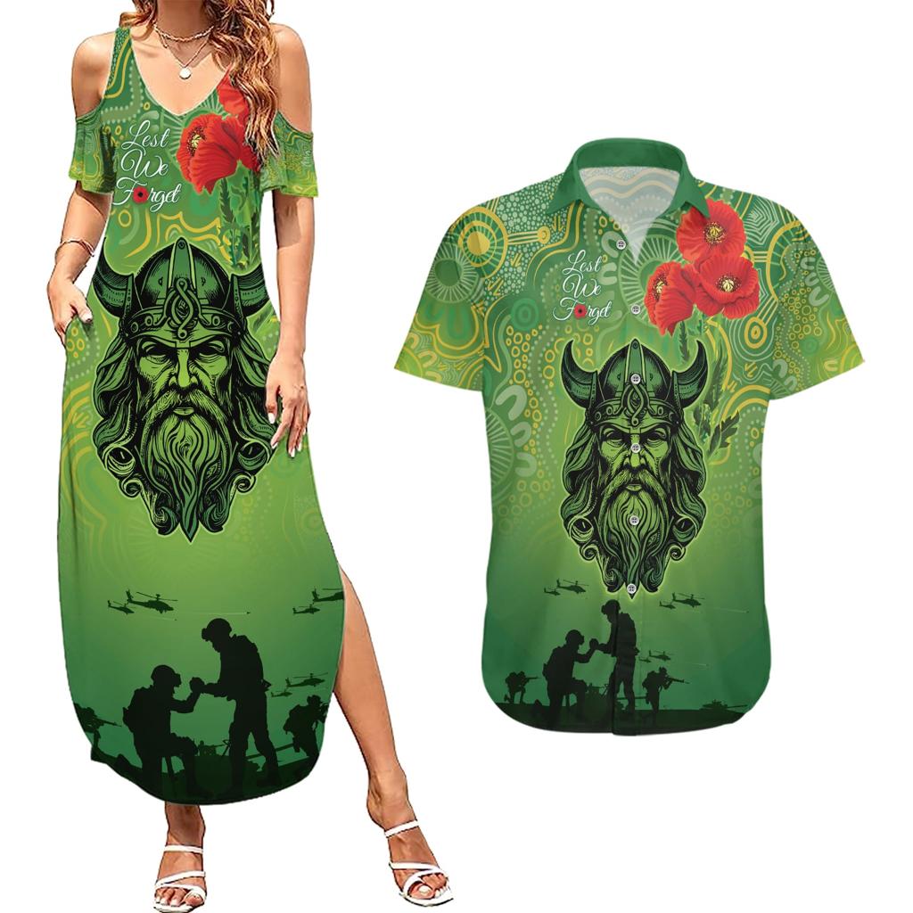 Custom Raiders Rugby ANZAC Couples Matching Summer Maxi Dress and Hawaiian Shirt Canberra The Military Soldiers