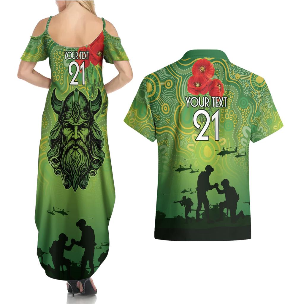 Custom Raiders Rugby ANZAC Couples Matching Summer Maxi Dress and Hawaiian Shirt Canberra The Military Soldiers