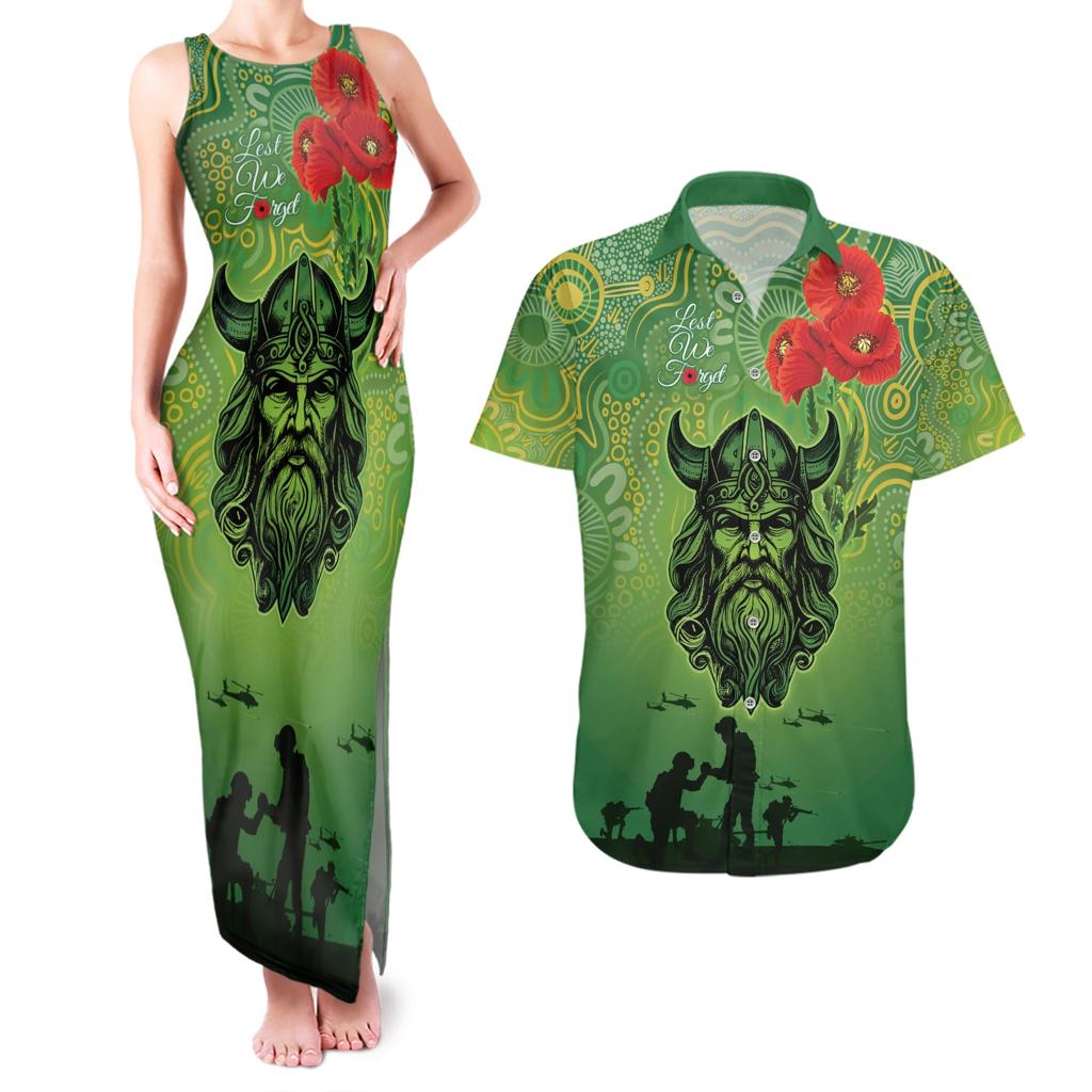 Custom Raiders Rugby ANZAC Couples Matching Tank Maxi Dress and Hawaiian Shirt Canberra The Military Soldiers