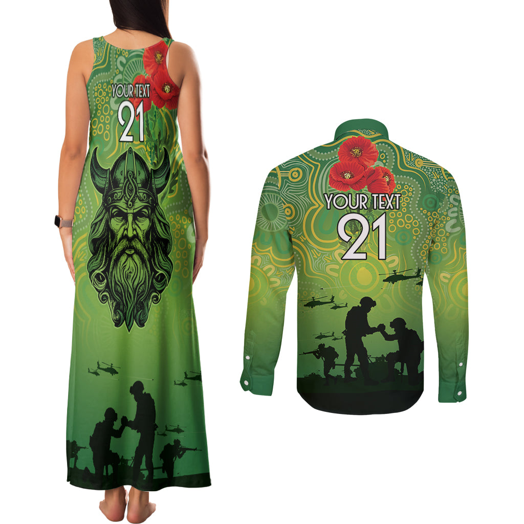 Custom Raiders Rugby ANZAC Couples Matching Tank Maxi Dress and Long Sleeve Button Shirt Canberra The Military Soldiers