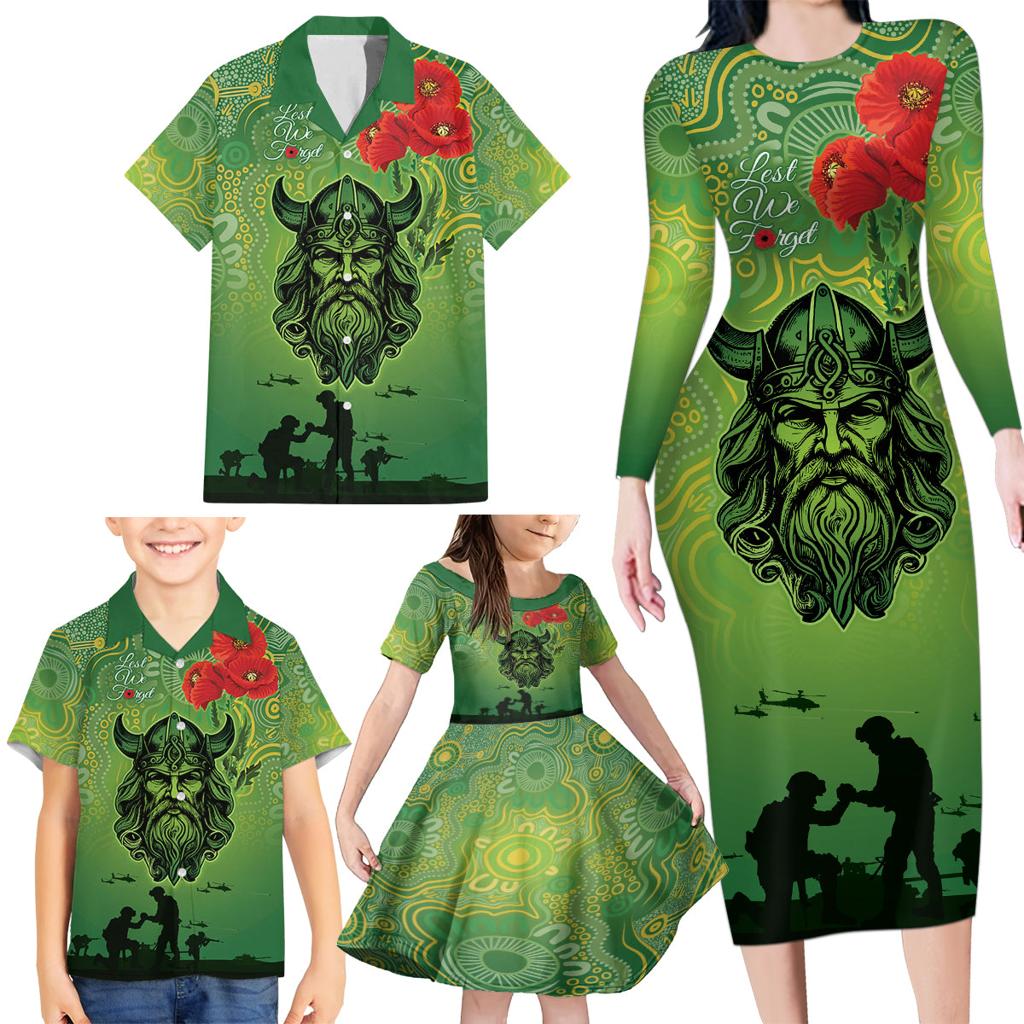 Custom Raiders Rugby ANZAC Family Matching Long Sleeve Bodycon Dress and Hawaiian Shirt Canberra The Military Soldiers