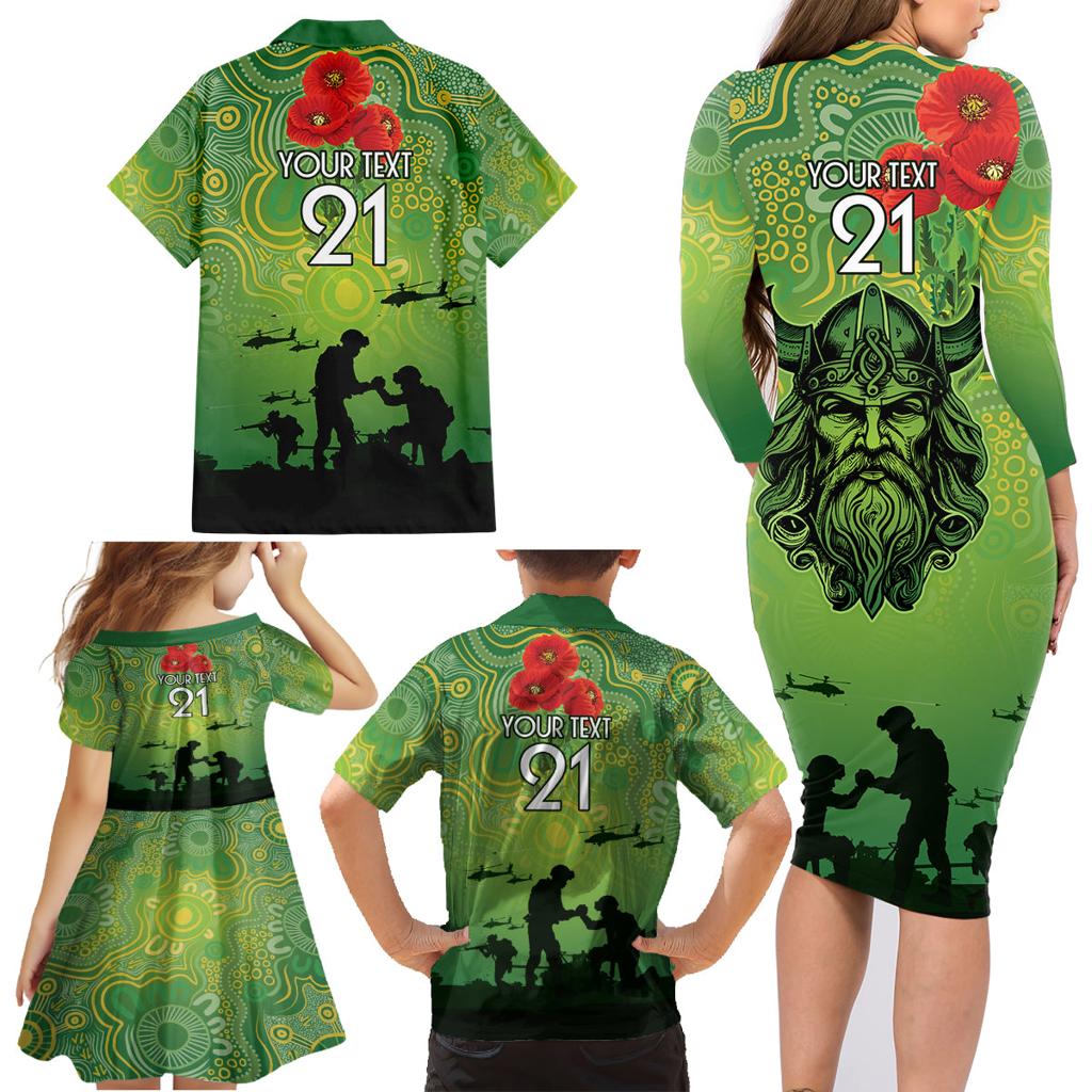 Custom Raiders Rugby ANZAC Family Matching Long Sleeve Bodycon Dress and Hawaiian Shirt Canberra The Military Soldiers