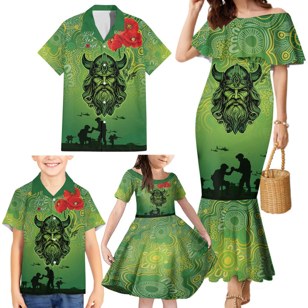 Custom Raiders Rugby ANZAC Family Matching Mermaid Dress and Hawaiian Shirt Canberra The Military Soldiers