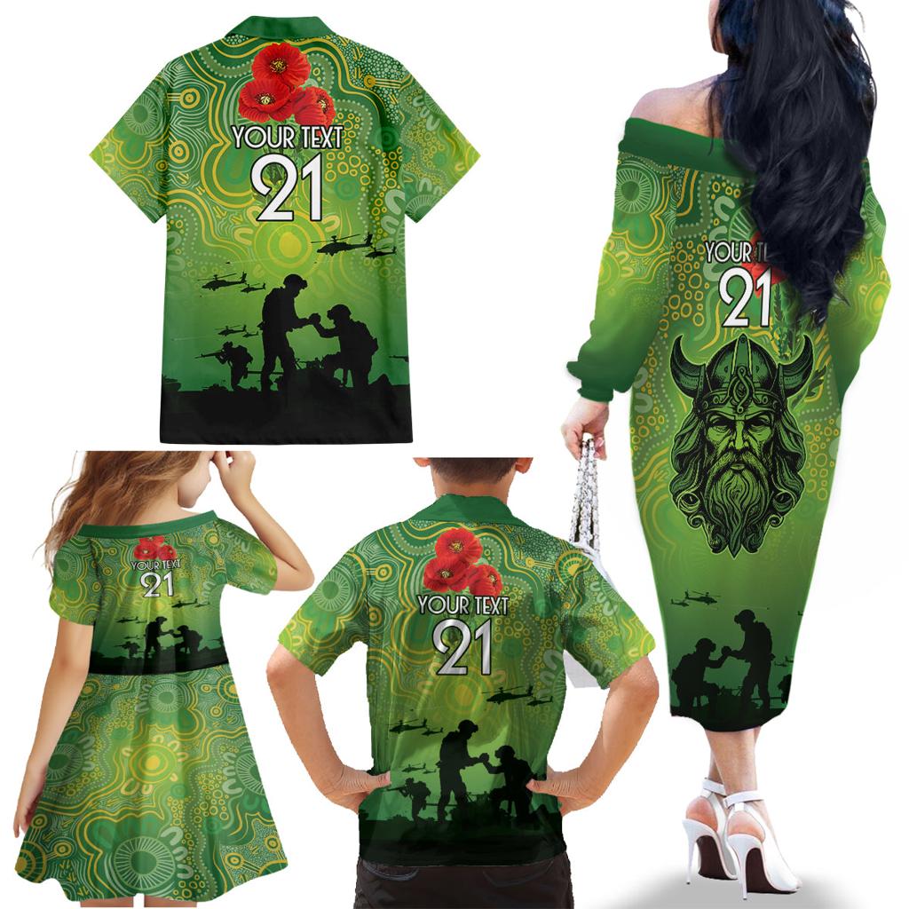 Custom Raiders Rugby ANZAC Family Matching Off Shoulder Long Sleeve Dress and Hawaiian Shirt Canberra The Military Soldiers