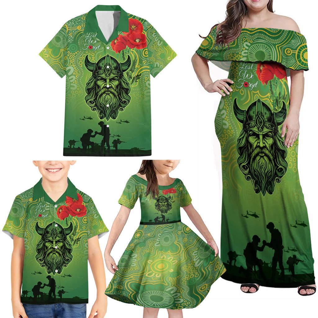 Custom Raiders Rugby ANZAC Family Matching Off Shoulder Maxi Dress and Hawaiian Shirt Canberra The Military Soldiers