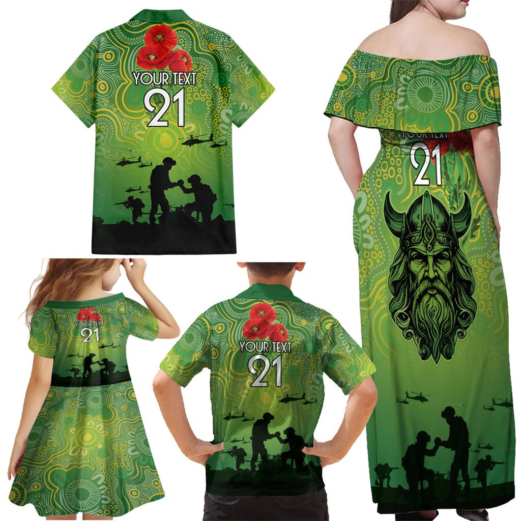 Custom Raiders Rugby ANZAC Family Matching Off Shoulder Maxi Dress and Hawaiian Shirt Canberra The Military Soldiers