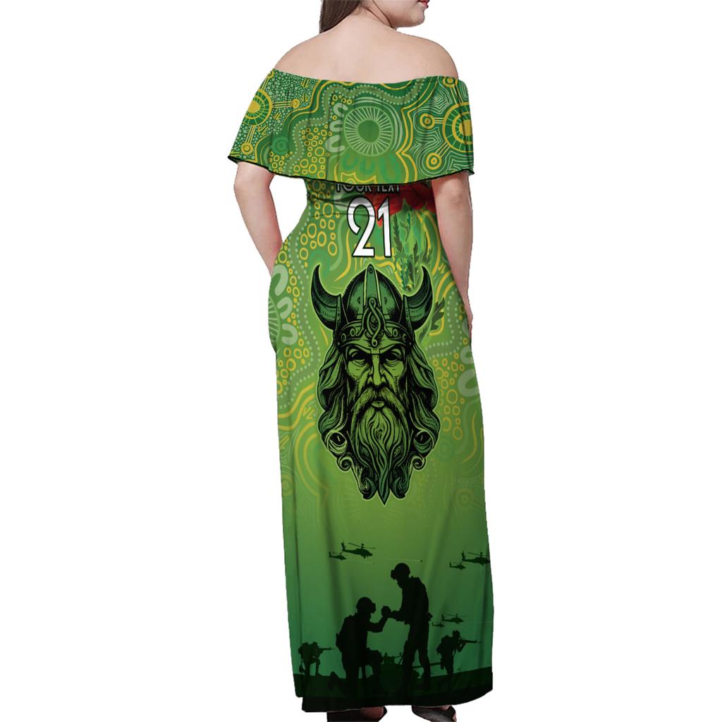 Custom Raiders Rugby ANZAC Family Matching Off Shoulder Maxi Dress and Hawaiian Shirt Canberra The Military Soldiers