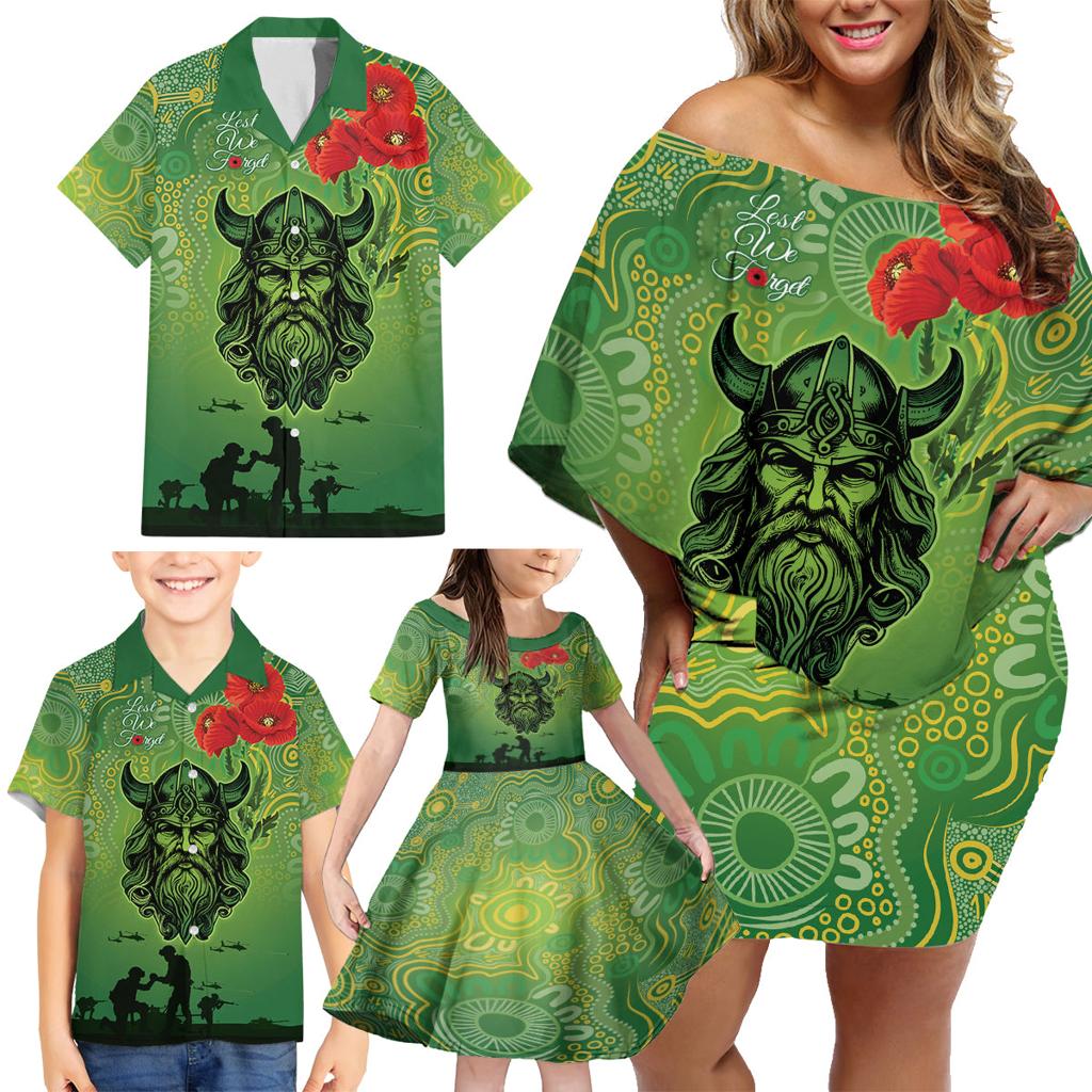 Custom Raiders Rugby ANZAC Family Matching Off Shoulder Short Dress and Hawaiian Shirt Canberra The Military Soldiers