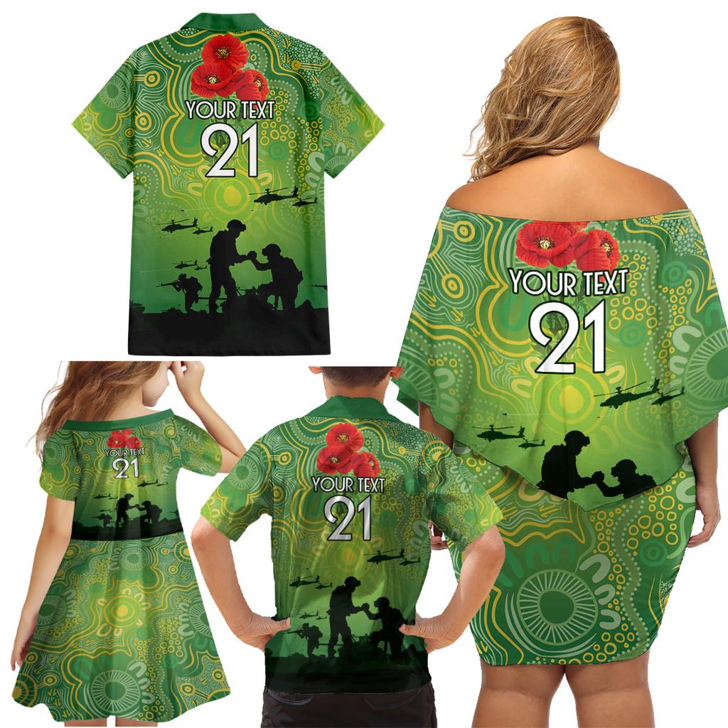 Custom Raiders Rugby ANZAC Family Matching Off Shoulder Short Dress and Hawaiian Shirt Canberra The Military Soldiers