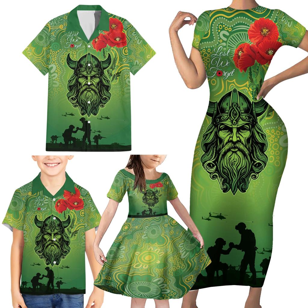 Custom Raiders Rugby ANZAC Family Matching Short Sleeve Bodycon Dress and Hawaiian Shirt Canberra The Military Soldiers