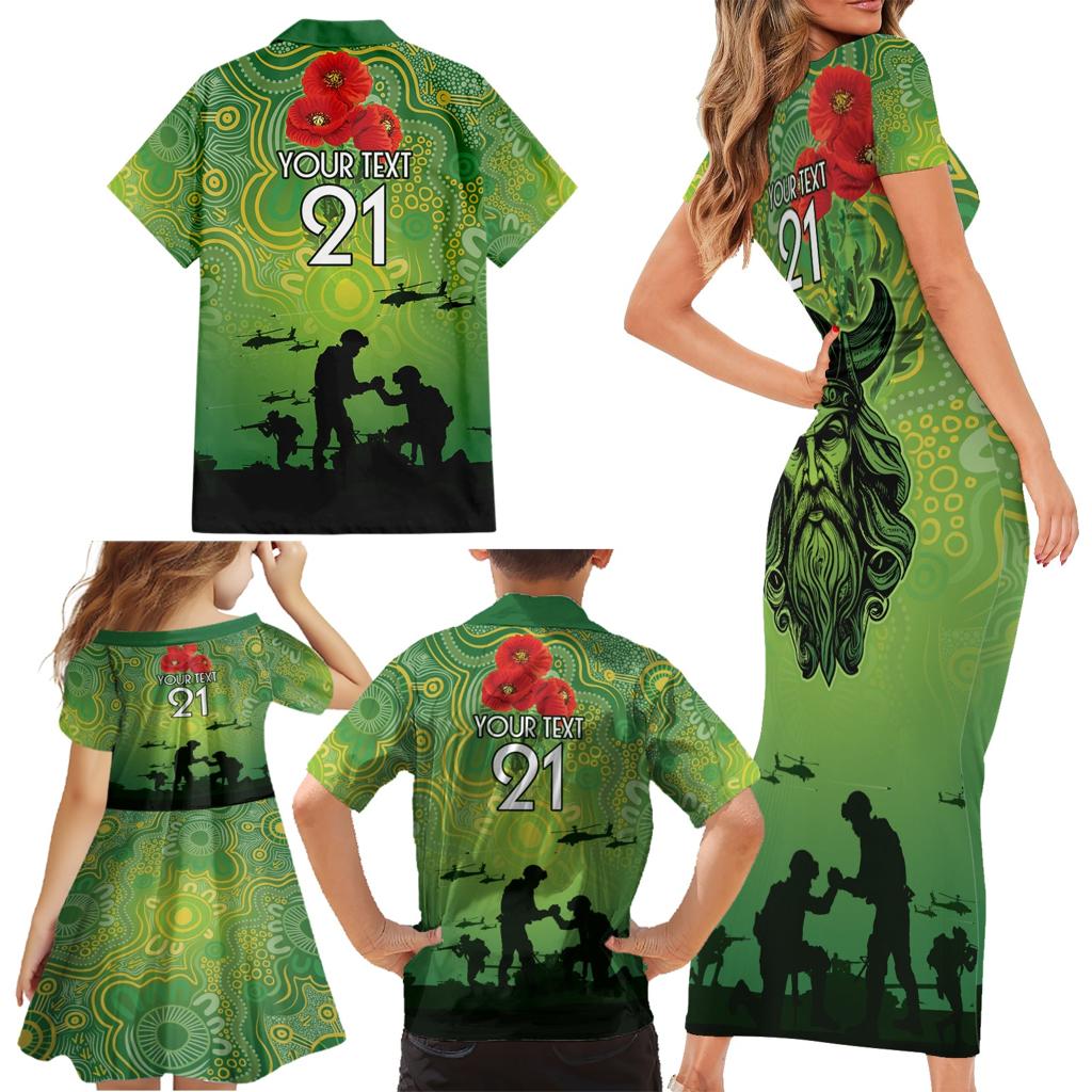 Custom Raiders Rugby ANZAC Family Matching Short Sleeve Bodycon Dress and Hawaiian Shirt Canberra The Military Soldiers