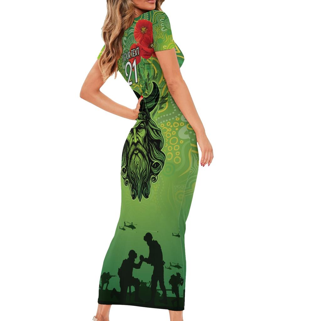 Custom Raiders Rugby ANZAC Family Matching Short Sleeve Bodycon Dress and Hawaiian Shirt Canberra The Military Soldiers