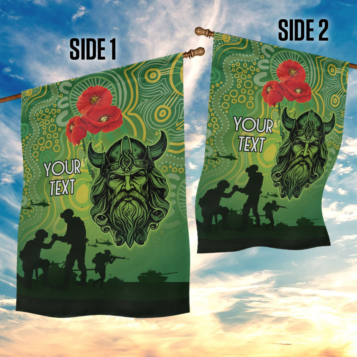 Custom Raiders Rugby ANZAC Garden Flag Canberra The Military Soldiers