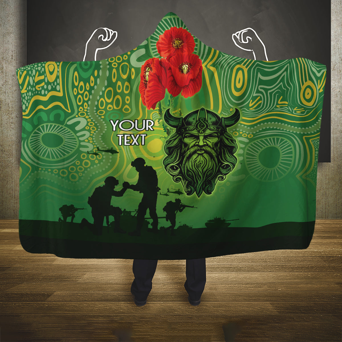 Custom Raiders Rugby ANZAC Hooded Blanket Canberra The Military Soldiers