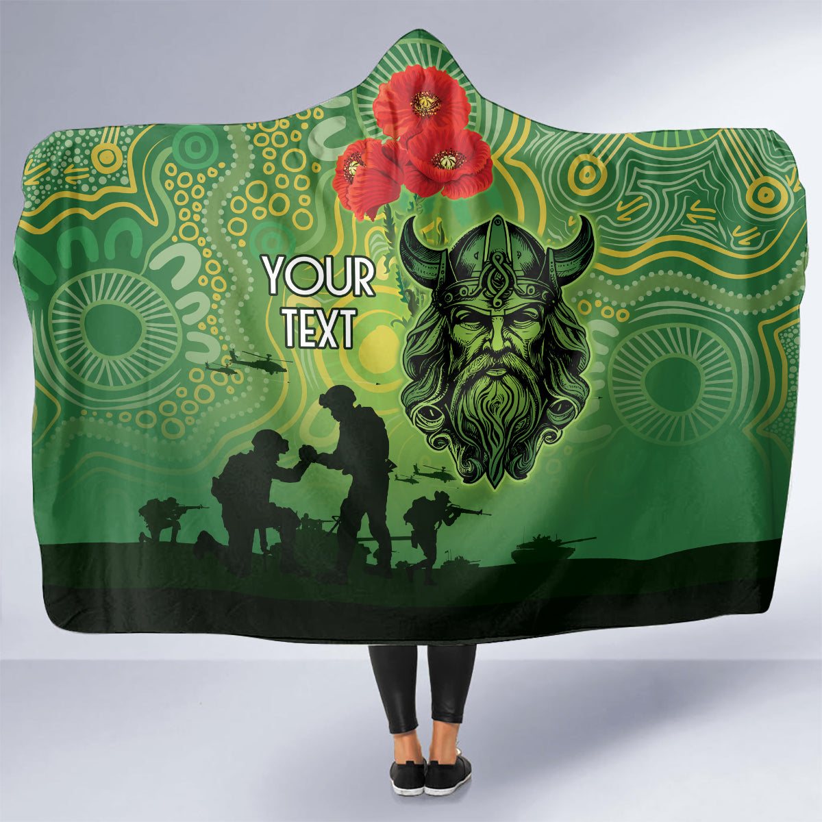 Custom Raiders Rugby ANZAC Hooded Blanket Canberra The Military Soldiers