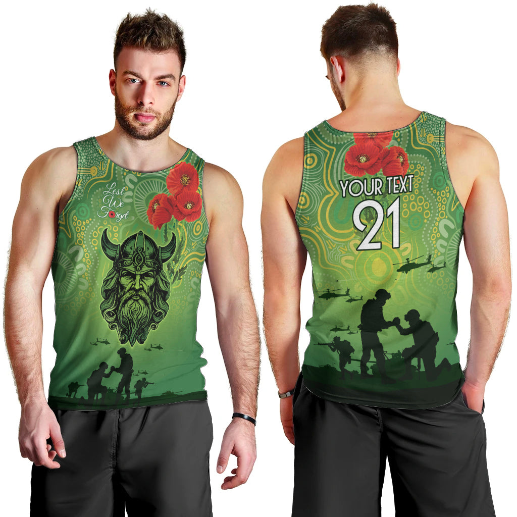 Custom Raiders Rugby ANZAC Men Tank Top Canberra The Military Soldiers