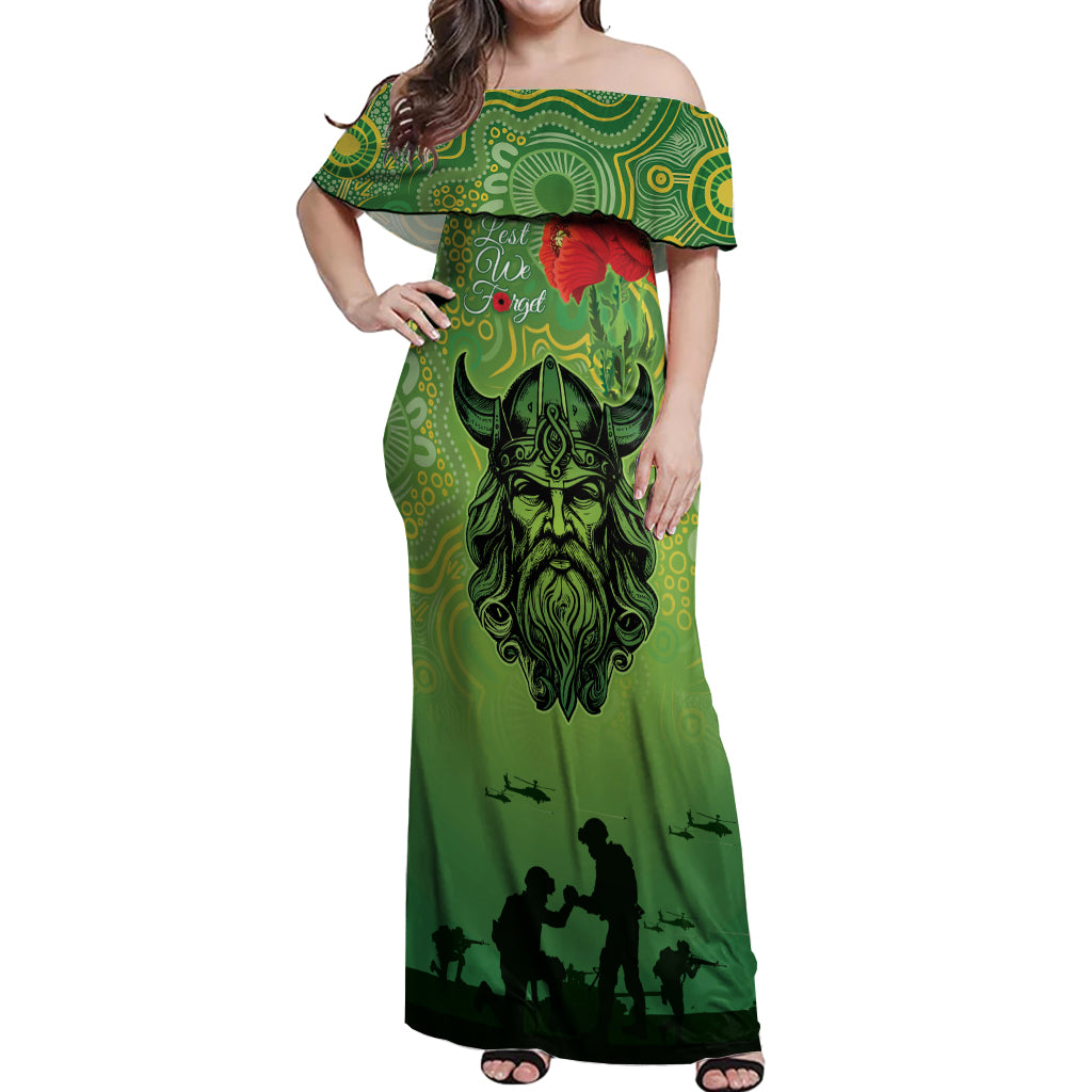 Custom Raiders Rugby ANZAC Off Shoulder Maxi Dress Canberra The Military Soldiers