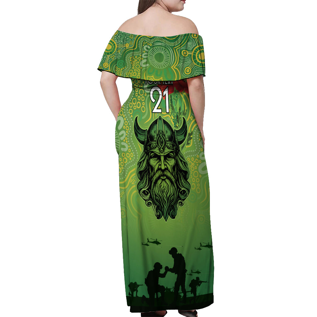 Custom Raiders Rugby ANZAC Off Shoulder Maxi Dress Canberra The Military Soldiers