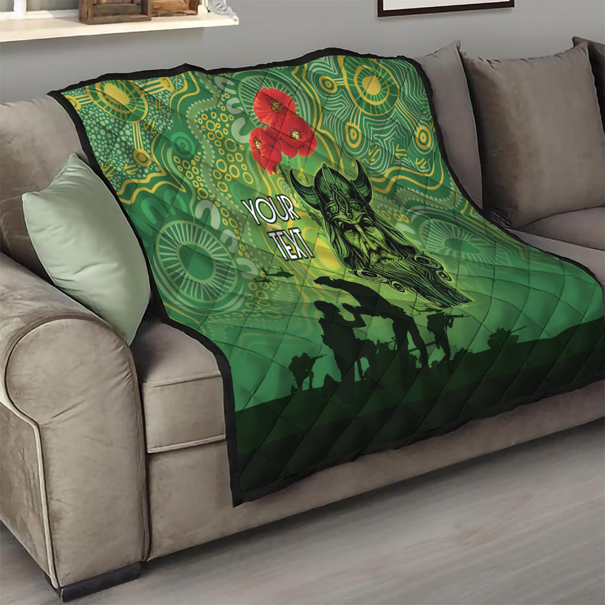 Custom Raiders Rugby ANZAC Quilt Canberra The Military Soldiers