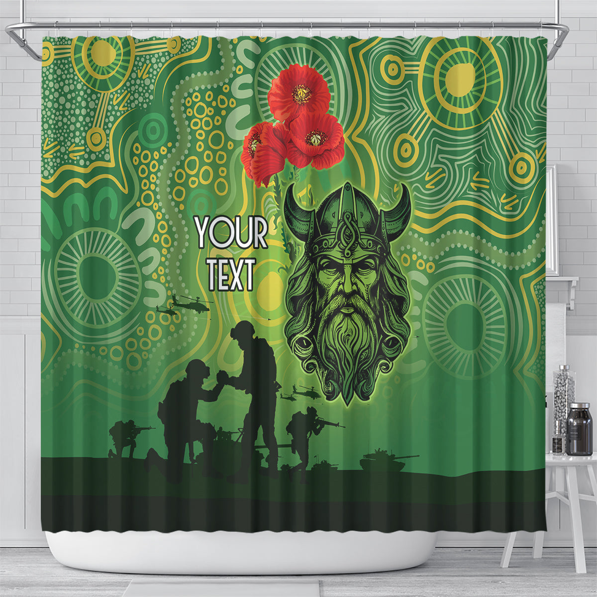 Custom Raiders Rugby ANZAC Shower Curtain Canberra The Military Soldiers