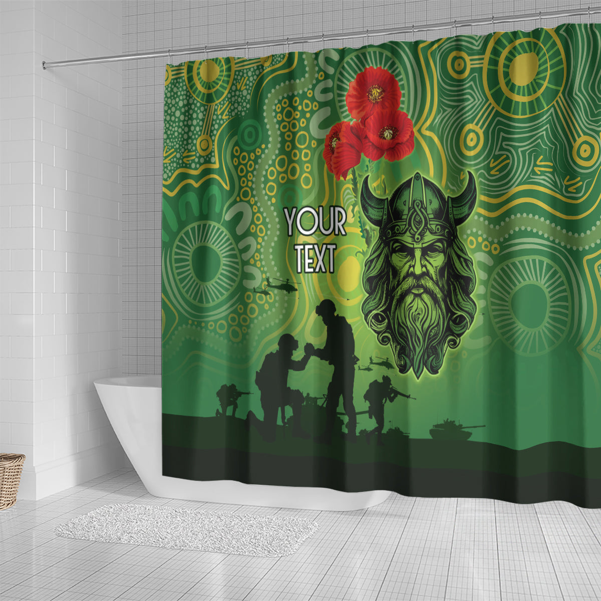 Custom Raiders Rugby ANZAC Shower Curtain Canberra The Military Soldiers