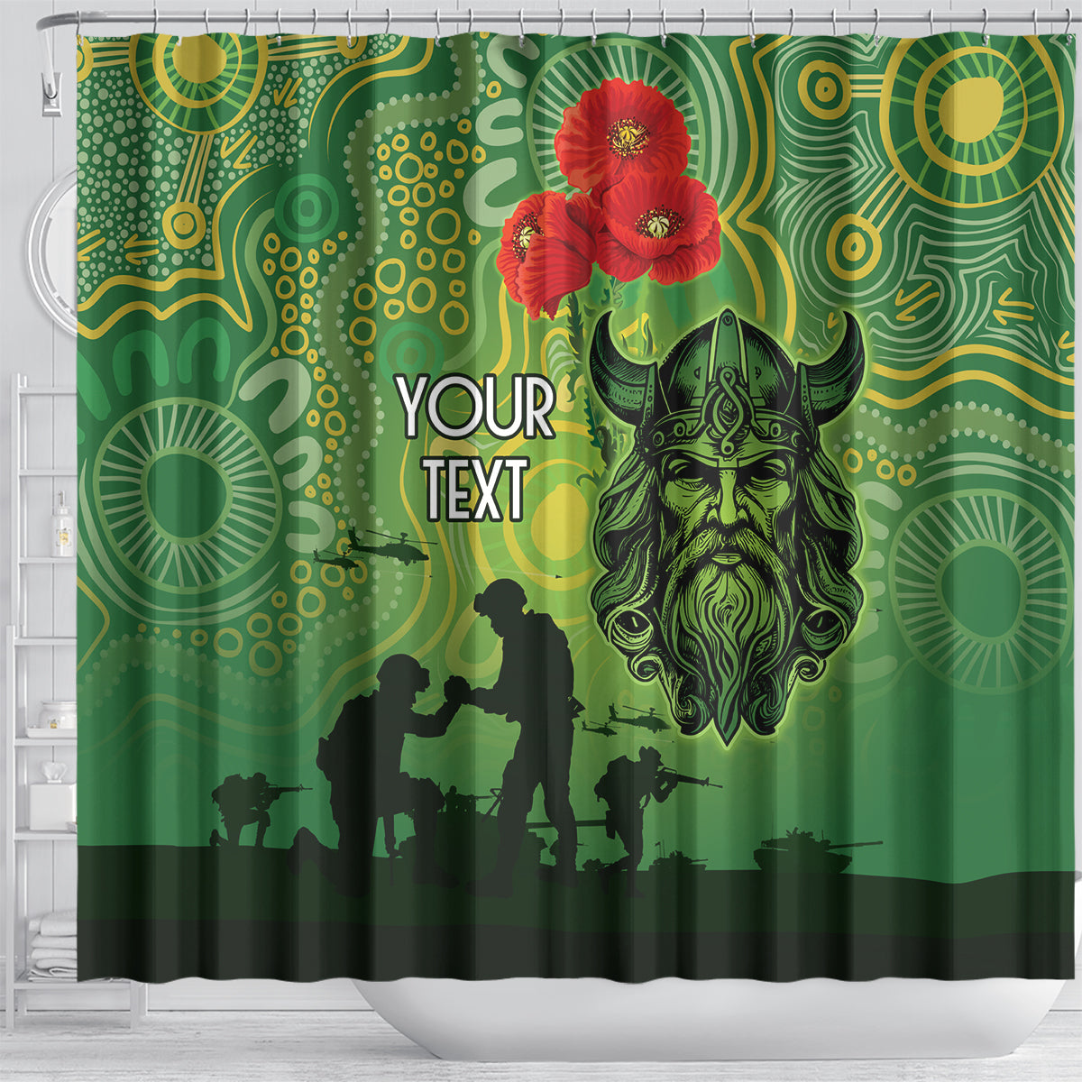 Custom Raiders Rugby ANZAC Shower Curtain Canberra The Military Soldiers