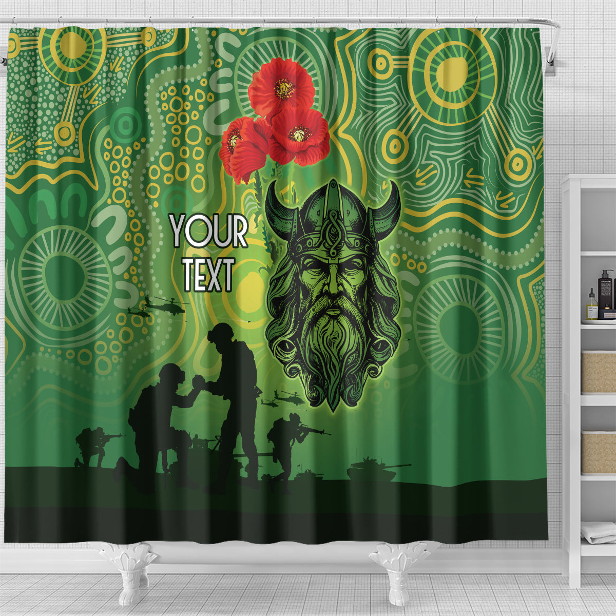 Custom Raiders Rugby ANZAC Shower Curtain Canberra The Military Soldiers