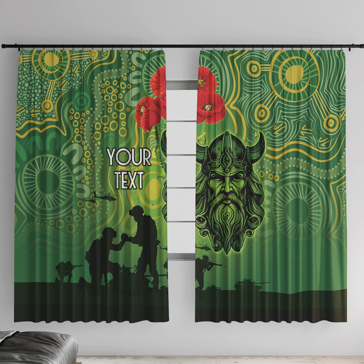 Custom Raiders Rugby ANZAC Window Curtain Canberra The Military Soldiers