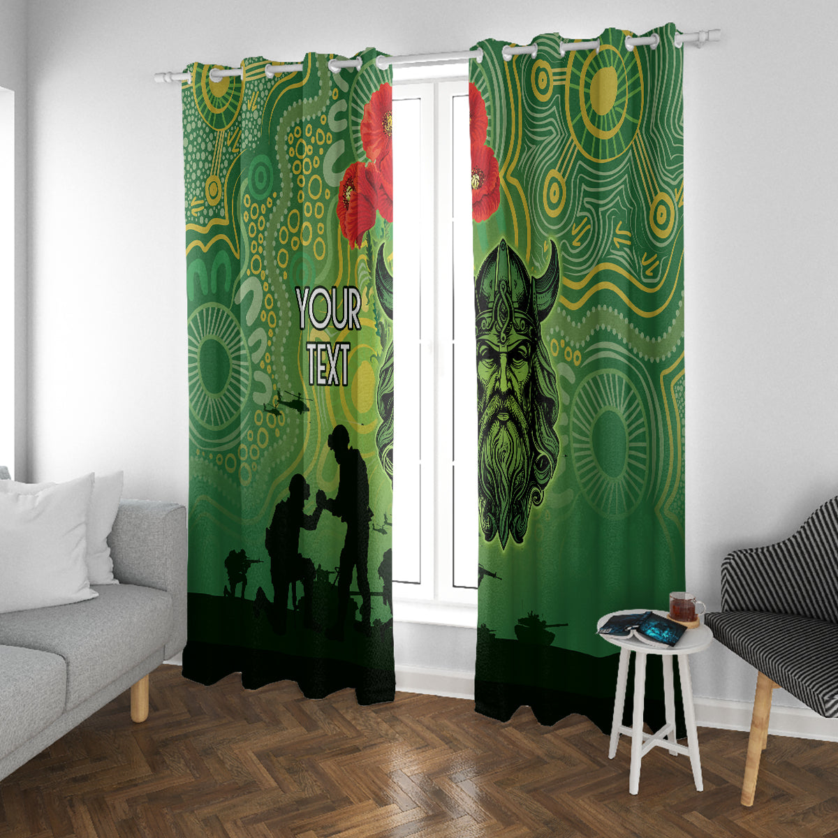 Custom Raiders Rugby ANZAC Window Curtain Canberra The Military Soldiers