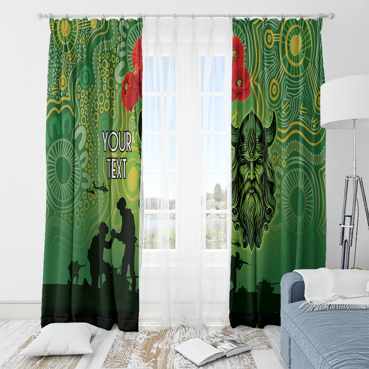 Custom Raiders Rugby ANZAC Window Curtain Canberra The Military Soldiers