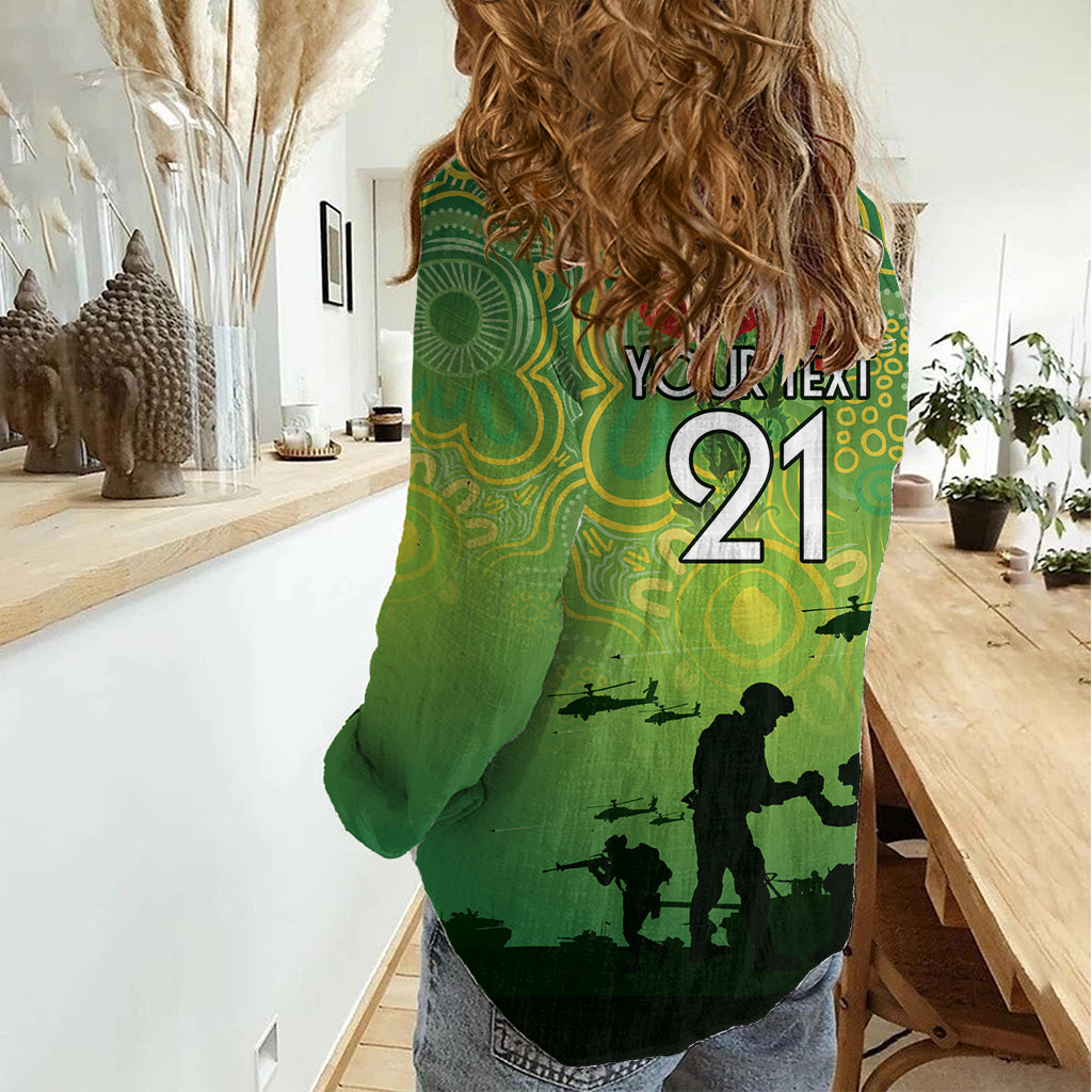 Custom Raiders Rugby ANZAC Women Casual Shirt Canberra The Military Soldiers