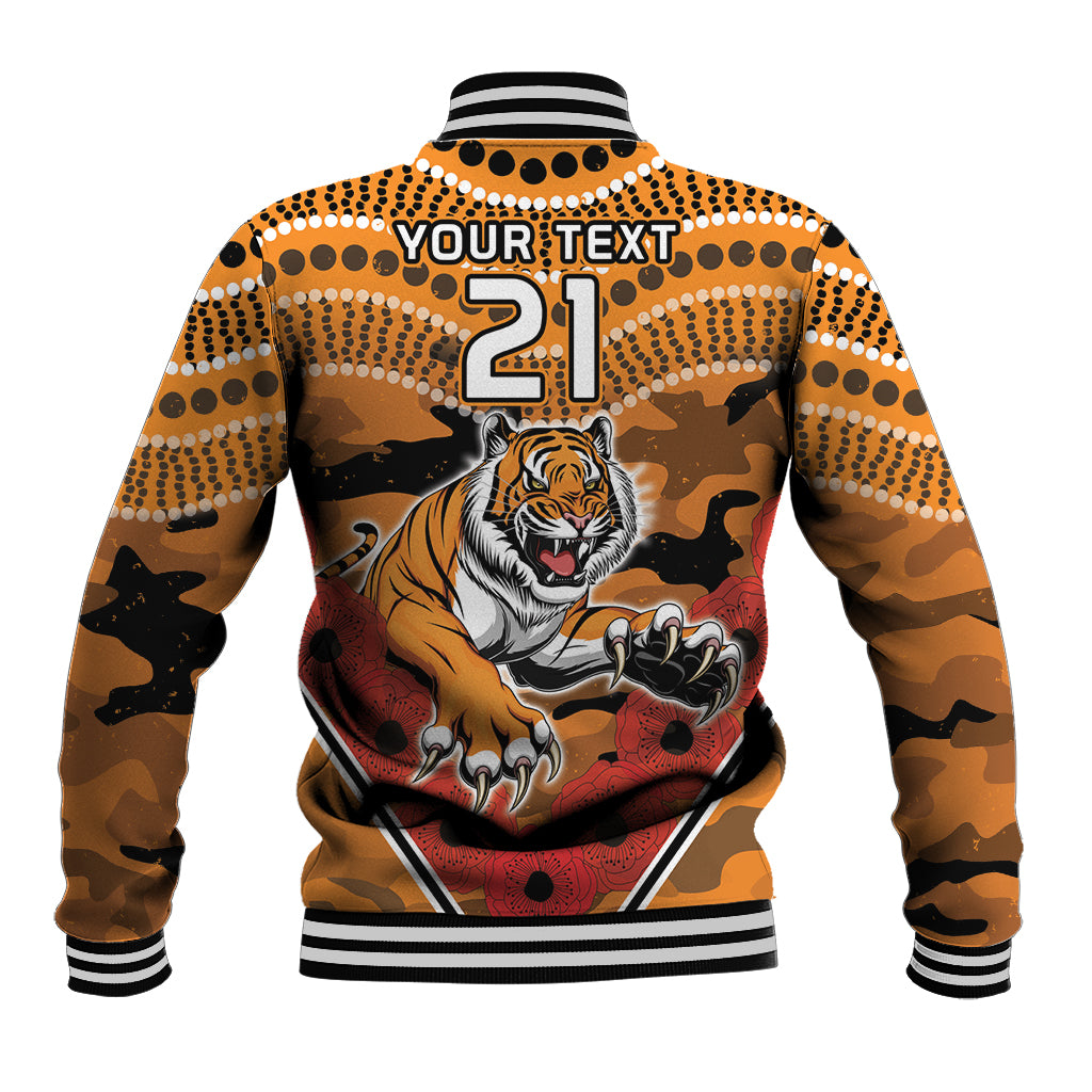 Custom Wests Tigers Rugby ANZAC Baseball Jacket Aboriginal and Army Patterns