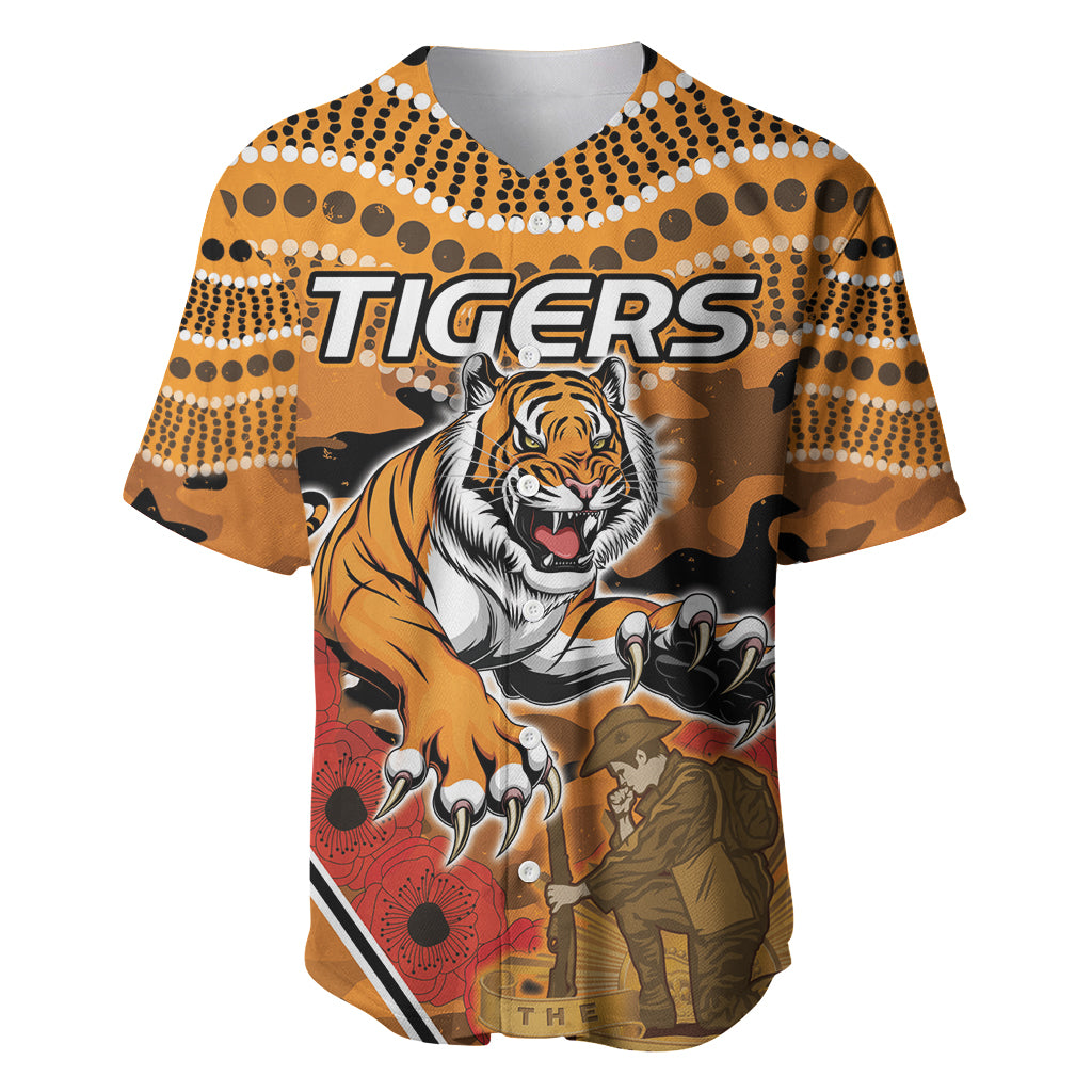 Custom Wests Tigers Rugby ANZAC Baseball Jersey Aboriginal and Army Patterns